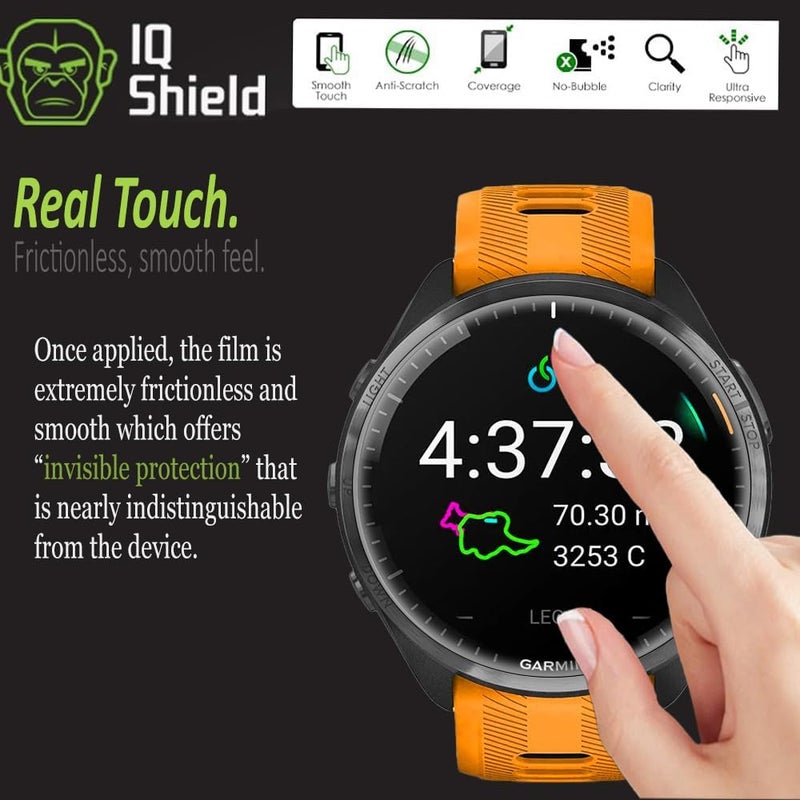 IQ Shield حزمة 6 واقي شاشة لجهاز Garmin Forerunner® 970/570/965-47mm / Venu 4-45mm (حزمة 6) سهل التركيب، رقيق للغاية، مضاد للخدش، مضاد للفقاعات، فيلم TPU شفاف - Image 4
